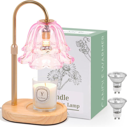 Flower Candle Warmer Lamp with Timer - Dimmable Electric Candle Warming Lamps, Adjustable Wax Melter Wamers Light for Jar Candles, Birthday Gifts for Women, Christmas New Home Decor