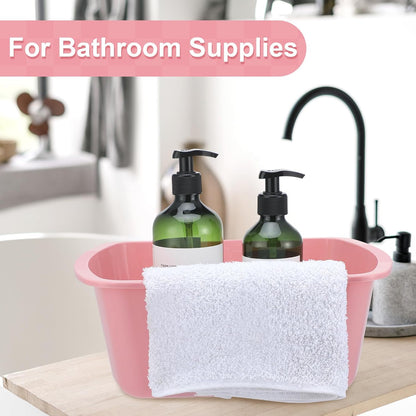 Honeydak 8 Pack Wash Basins Plastic Wash Tub Pink 7 Quart Graduated Buckets Rectangular Plastic Hospital Bedside Soaking Tub Washing Basin for Cleaning Foot Bath Washing Dishes Face Cleansing