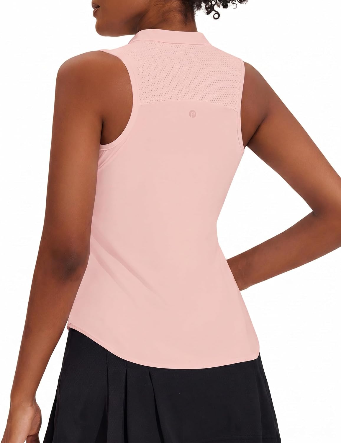 PINSPARK Women Golf Shirts Sleeveless UPF 50+ Tennis Polo Shirts 1/4 Zip with Collar Racerback Tank Tops Pickleball Shirts