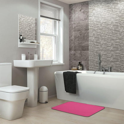 Solid Plain Pink Bathroom Rug, Non Slip & Soft Absorbent Bath Mat Carpets for Bathroom 20" x 32"