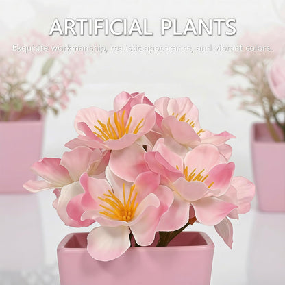 5 Pack Small Fake Plants Pink Artificial Plants Indoor Mini Potted Plant Flowers Set Faux Greenery Pot for Home Bathroom Decor Office Desk Room Shelf Kitchen Living Table Decoration (22736ZH5)