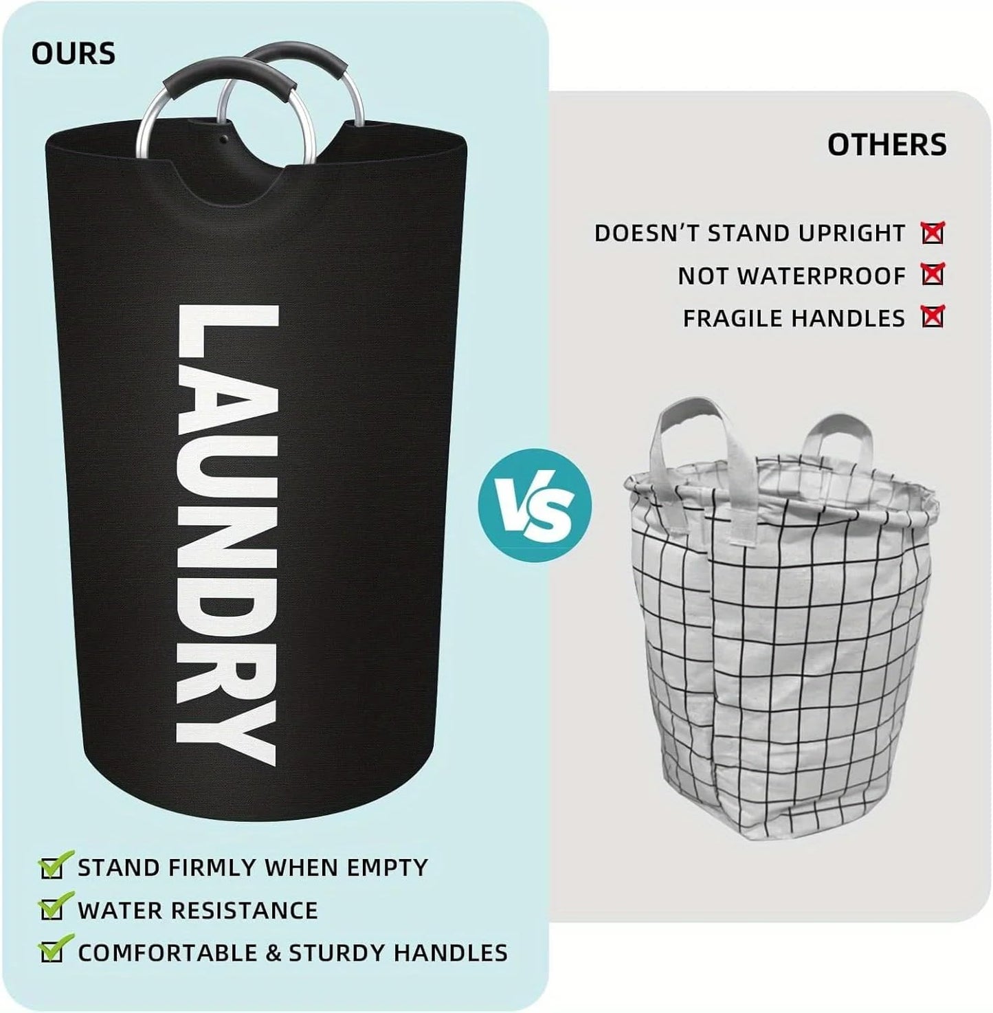 Large Collapsible Laundry Basket with Aluminum Handles, 90L Foldable Tall Clothes Hamper, 2 Pack (pink and red)