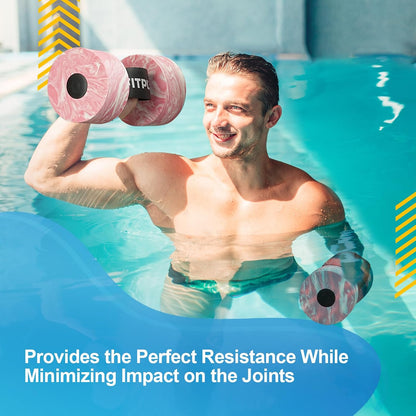 Water Weights Aquatic Pool Dumbbells for Swimming Exercise - EVA Foam Swim Pool Weights with Handle Strip, 2PCS Lightweight Water Dumbbells, Aerobics Swimming Exercise Equipment