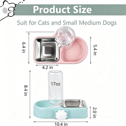 J&L VVMEET Hanging Dog Bowls, Cage Automatic Cat Food and Water Bowl Set | Gravity Pet Feeder and Waterer Set with Automatic Water Dispenser Detachable Stainless Steel Bowl for Cats Dogs Puppy Rabbit