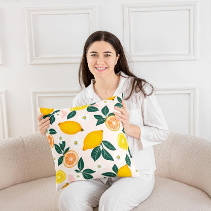 Manfei Lemon Throw Pillow Covers Set of 2 Botanical Leaf Cushion Covers Daisy Floral Summer Fresh Sofa Kids Boys Girls Bedroom Decor Soft Pillows Covers 22x22 Inches Pink Yellow