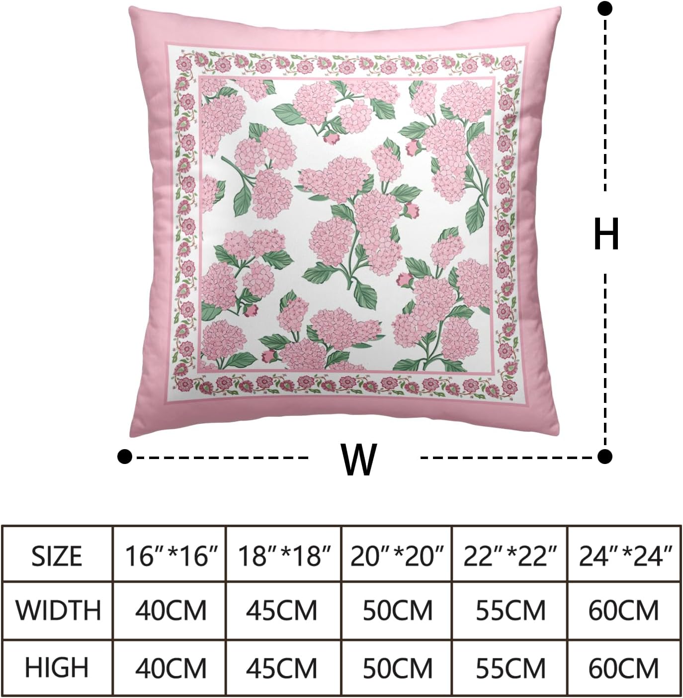 Hydrangea Pillow Covers 18x18 Set of 2 Pink Floral Throw Pillow Covers Spring Summer Decoarative Pillow Case Double Sided Printing Cushion Case for Couch Sofa Home
