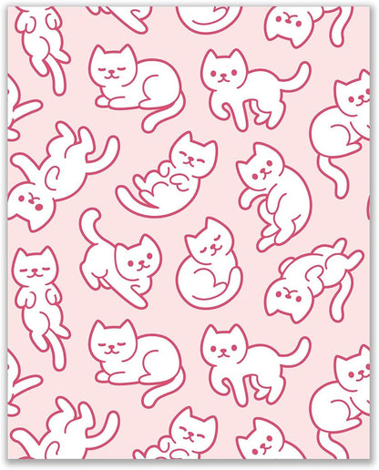 Crystal Canvas Prints Pink Cat Prints - Set of 4 (8x10) Inches Glossy Kawaii Kitten Paw Beans Cute Minimalist Pastel Blush Cartoon Anime Wall Art Decor