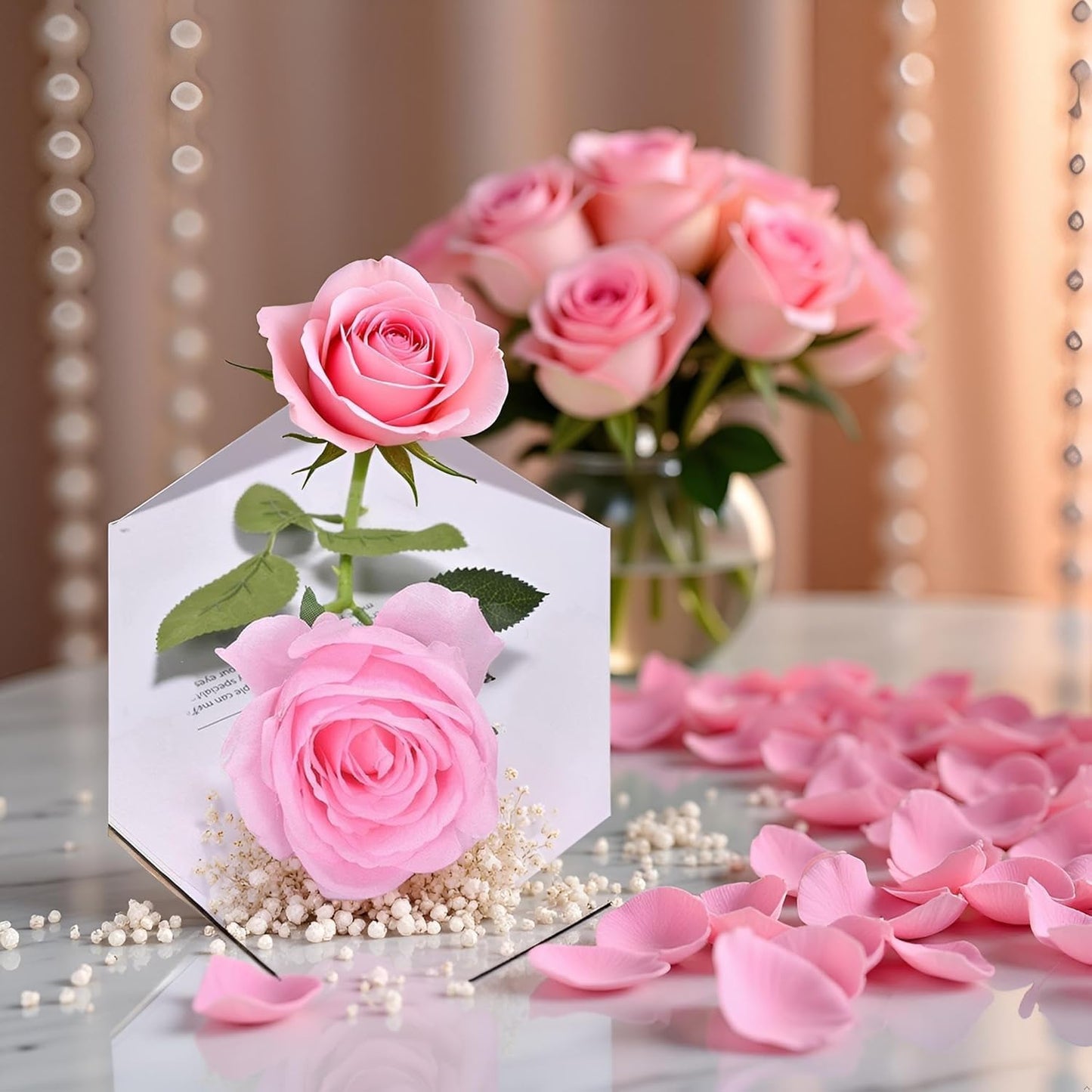 Artificial Silk Rose Stem, 16.8 inches, Single Long Stem Flower for Home Decor, Table Centerpiece Arrangement Valentine's Day Gift (Pink)