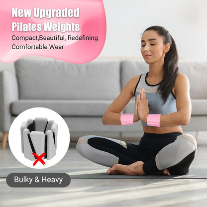 Pilates Wrist Weights for Women, Wearable Strong Magnetic Arm & Leg Weights Set of 2(1 lb Each), Adjustable Wrist Weights for Walking, Yoga, Strength Training, Swimming, Running & Jogging