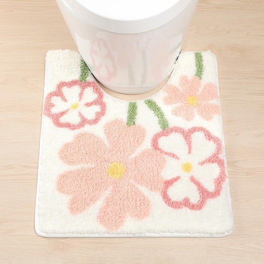 Molesun Floral Bath Mat, Bathroom Rug Non-Slip Soft Shower Rug Microfiber Cute Bath Rug for Kids, Water Absorbent Thick Shaggy Floor Mats for Bedroom, Kitchen, Home Decor, 20x22