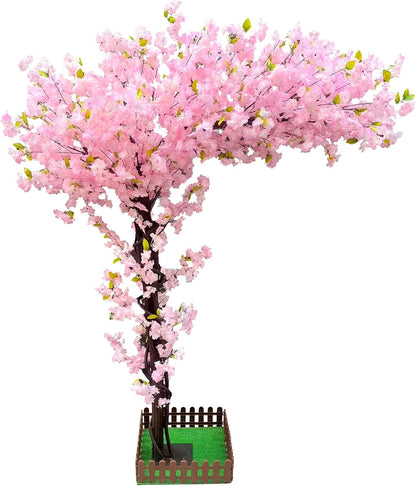 6FT Artificial Cherry Blossom Tree for Living Room Decor, Pink Sakura Tree for Wedding Reception Party Decoration, Large Faux Flower Tree Indoor Home Entryway with Stable Base,Pink