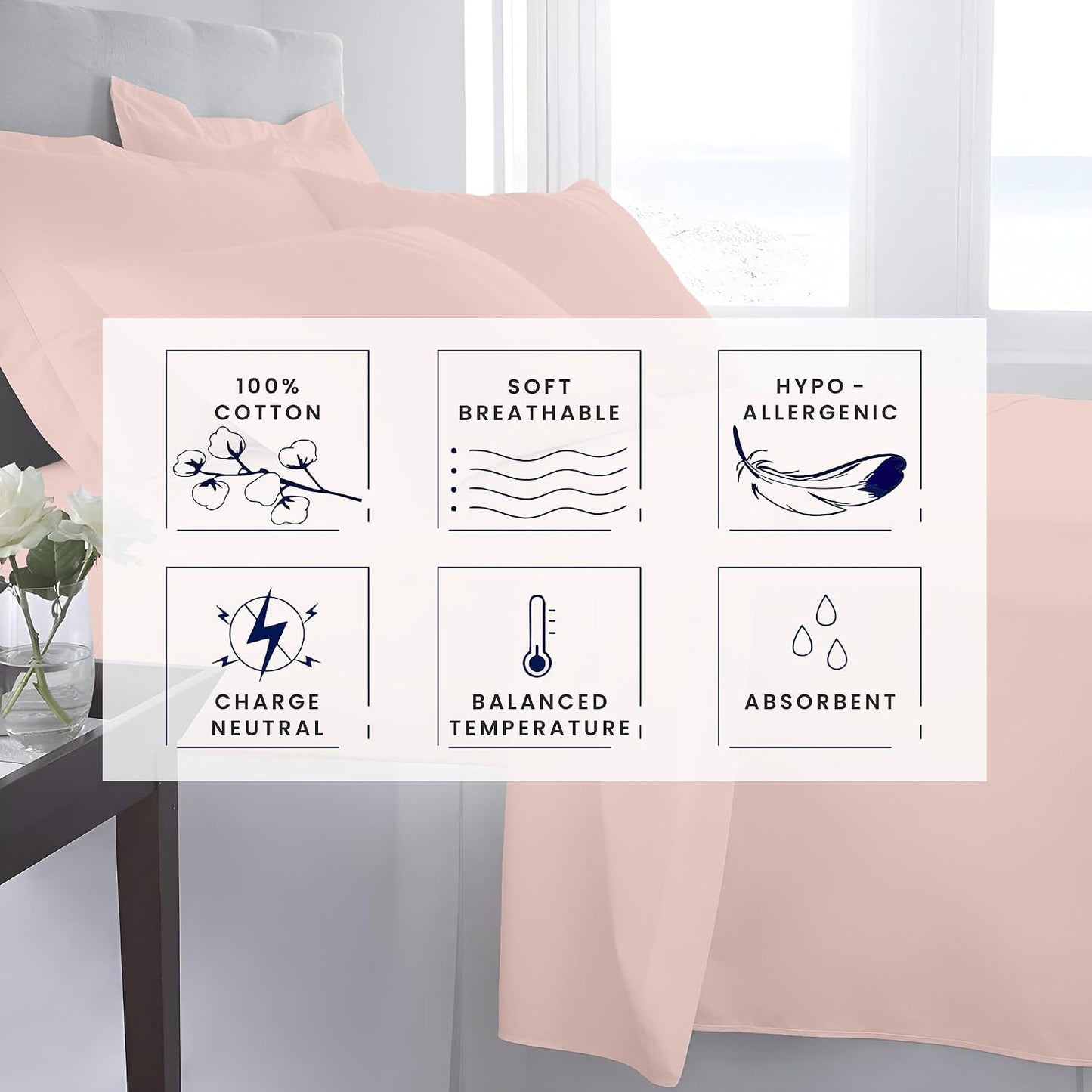 Kotton Culture 4 Pc Custom Sheet Set – 600 Thread Count 100% Egyptian Cotton – Premium Luxury Bedding, Soft Cooling Sateen Weave, Deep Pocket – Customizable Bed Sheet Set (Desired Dimensions) – Peach