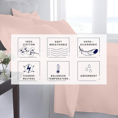 Kotton Culture 4 Pc Custom Sheet Set – 600 Thread Count 100% Egyptian Cotton – Premium Luxury Bedding, Soft Cooling Sateen Weave, Deep Pocket – Customizable Bed Sheet Set (Desired Dimensions) – Peach