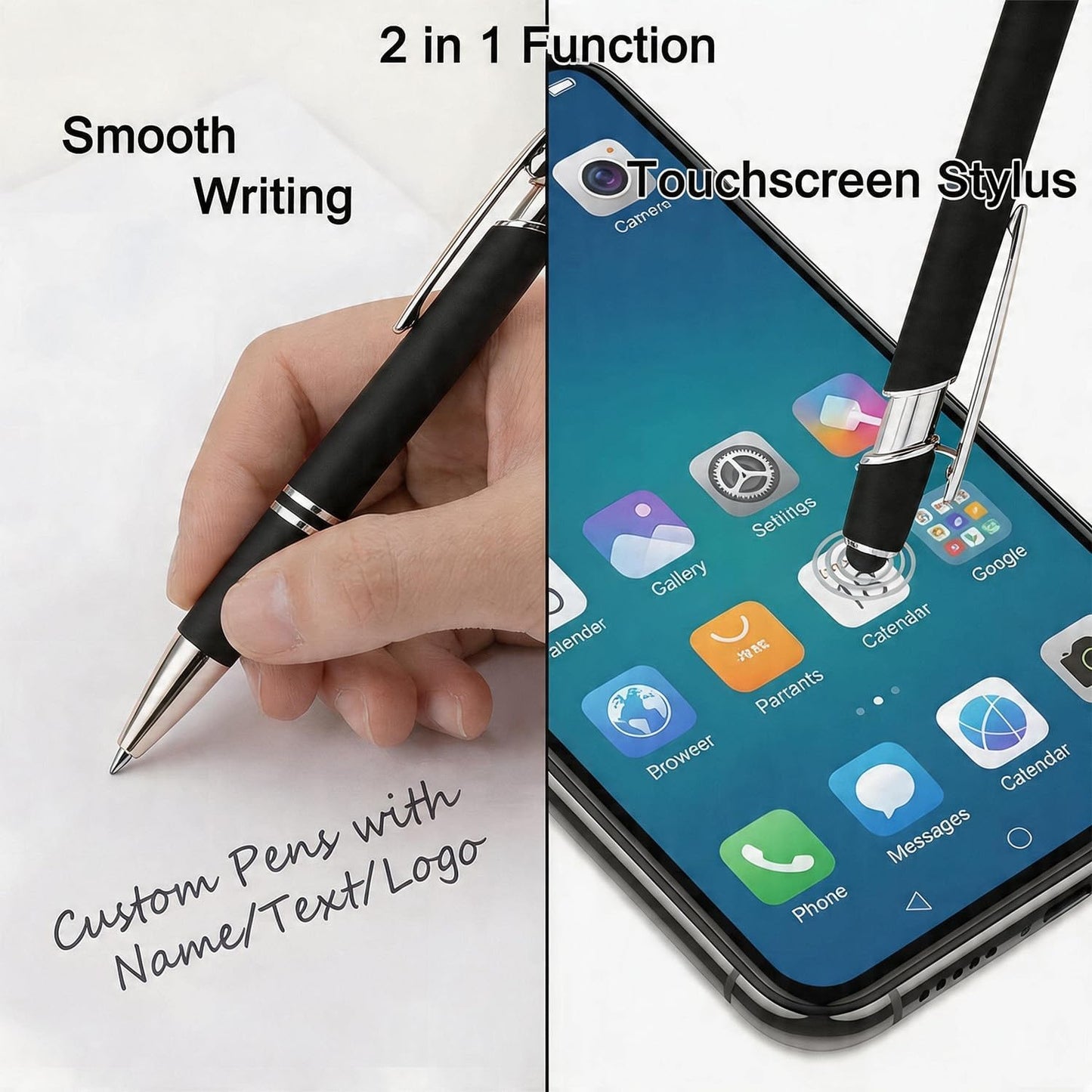 Personalized Pens with Name Text Logo Custom Ballpoint Pen for Business Office Events with Stylus for Touchscreen 50 Pcs Peach