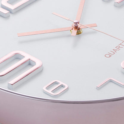 Bernhard Products Rose Gold Wall Clock 12 Inch Silent Non-Ticking Quality Quartz Battery Operated Easy to Read Decorative Modern Design for Home/Office/Kitchen/Bedroom/Living Room (Rose Gold & White)