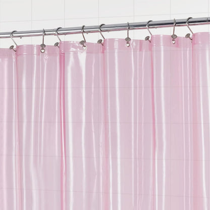Barossa Design Shower Curtain Liner - Premium Clear Pink PEVA Shower Liner with 3 Magnets and Metal Grommets, Waterproof Lightweight Plastic Standard Size Bathroom Curtains - Translucent Pink