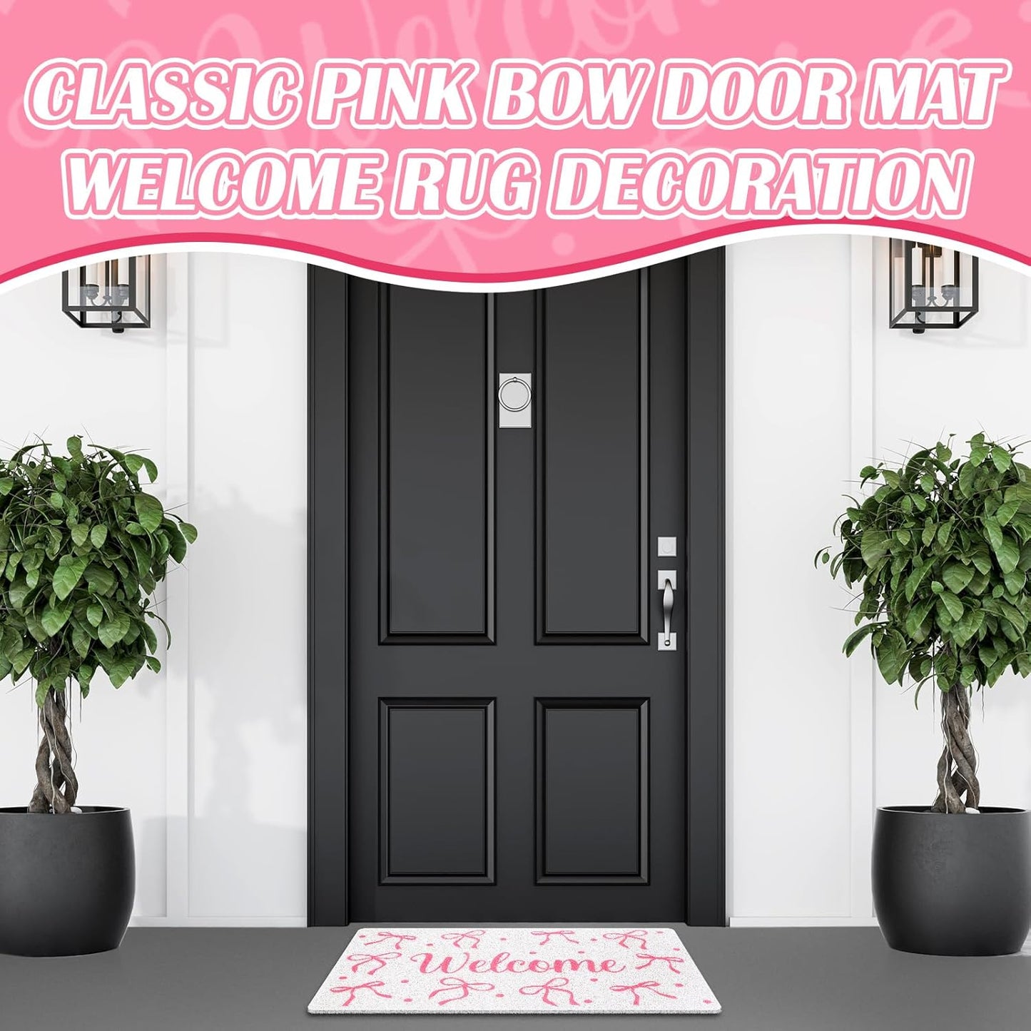 Mindsoft Pink Bow Doormat - 18x30 Non Slip Coquette Welcome Mat, Cute Pink Ribbon Door Mat for Apartment Entryway, Girls Bedroom Rug, Aesthetic Room Decor Gift for Her