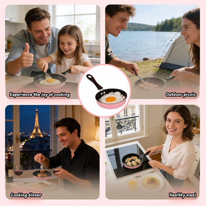 4.7 Inch Mini Non-Stick Skillet - 5-Layer Coating, Dishwasher Safe, Induction & Gas Compatible - Perfect for Camping, RV, Omelets, Pancakes & Healthy Cooking (Pink)