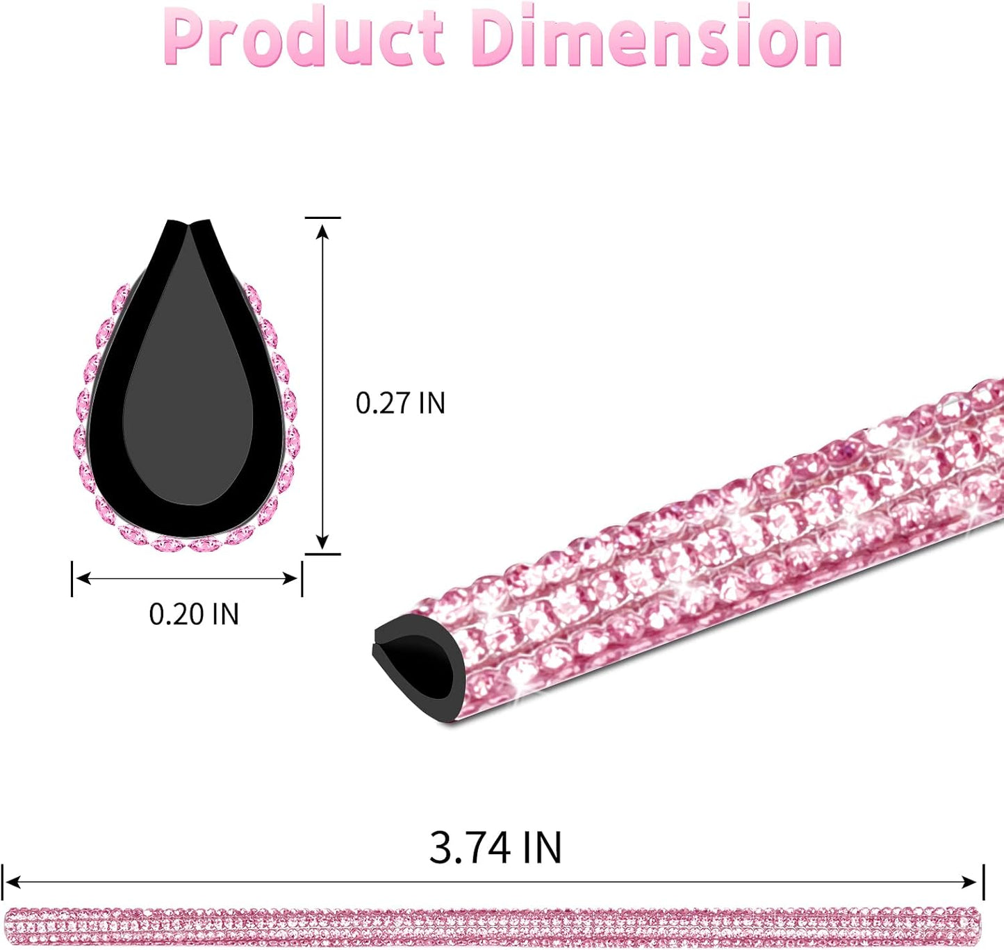 INSAUTO Bling Car Accessories for Women,Bling Car Air Vent Outlet Trim, 10pcs Rhinestone Car Air Conditioner Vent Decoration Strips(Pink)