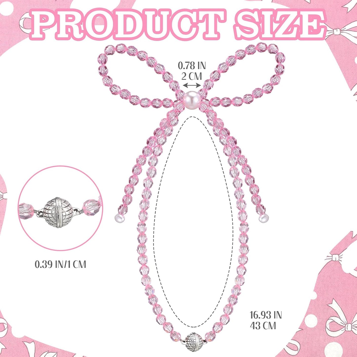 Novabright 2 Pack Pink Crystal Bow Magnetic Curtain Tiebacks Beaded Magnetic Decorative Curtain Holders and Holdback Clips No Drill Beaded Drapery Holdbacks for Bedroom & Coquette Room Decor