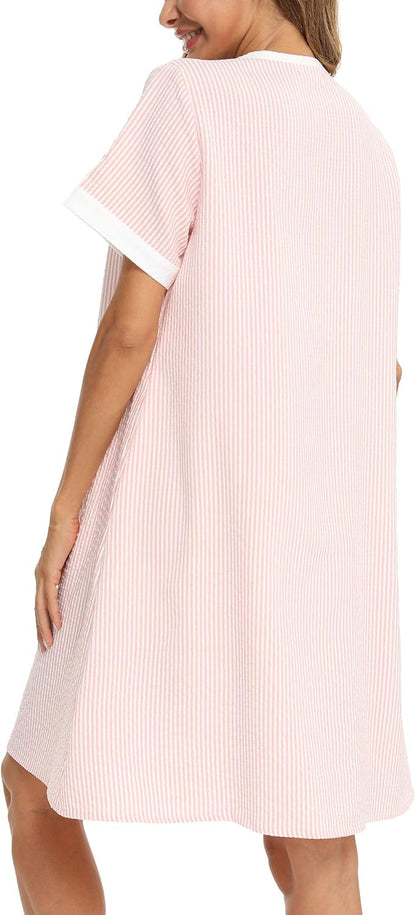YOZLY House Dress for Women Short Sleeve House Coats Dusters Robe Moomoo nightgowns with Pockets