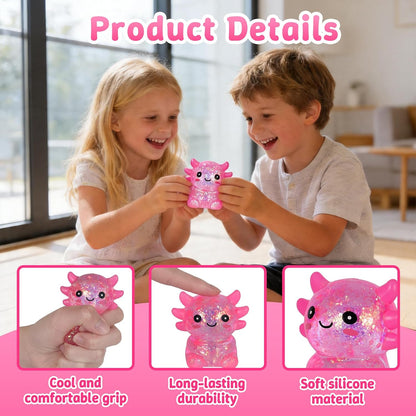 Squishy Toys Axolotl Squeeze Toy, Soft Sensory Squishy Toys for Stress Relief and Autism Support, Slow Rising Handheld Squishy Toys for Boys Girls Age 3+ (Pink)