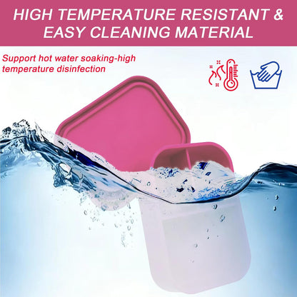 Silicone Adult Bento Box, 3 Compartment Leakproof Silicone Lunch Container, Lunch Box for Men and Women, BPA-Free, Microwave/Dishwasher/Freezer Safe, Reusable Snack Containers (3PCS-Pink)