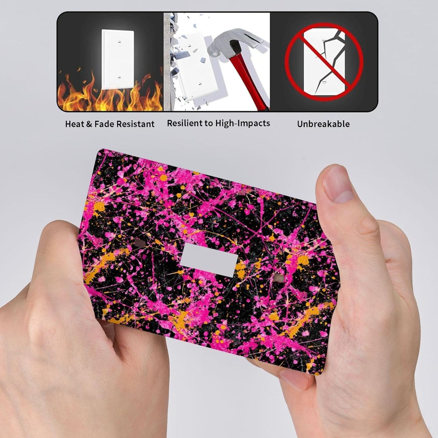 Neon Pink Abstract Paint Splatter Light Switch Cover Decorative Single Toggle 1 Gang Wall Plate For Kitchen Farmhouse Bedroom Bathroom Art Decor