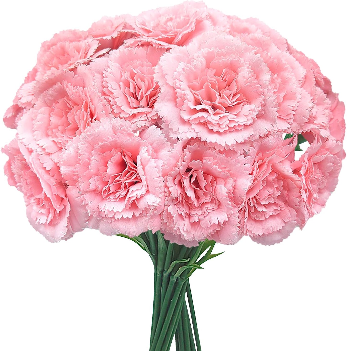 24 Pcs Pink Carnations Artificial Flowers, 11.4 Inch Faux Silk Carnations with Stems for Wedding Bouquets, Home Decor, Table Centerpieces