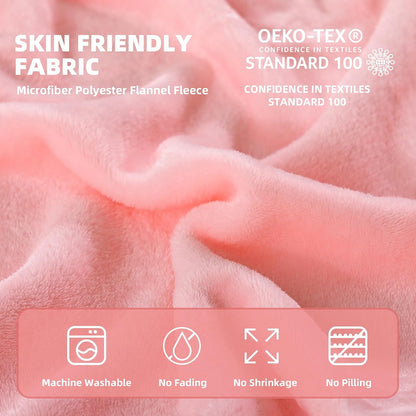 Pink Fleece Throw Blanket for Couch Chair Sofa, Soft Warm Fuzzy Cozy Blankets for Women Men, 300GSM Room Decor Flannel Microfiber Blankets for All Seasons, 50x60 Inches