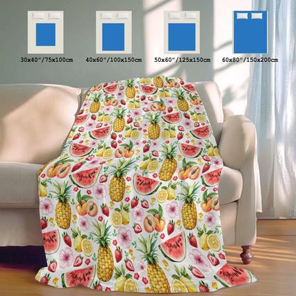 Cooling Throw Blanket for Hot Sleepers, Pineapple Lightweight Breathable Summer Blanket, Strawberry Peach Lemon Watermelon Peach Double-Side Cool Throw Blankets for Sleeping Travel, 30"x40"