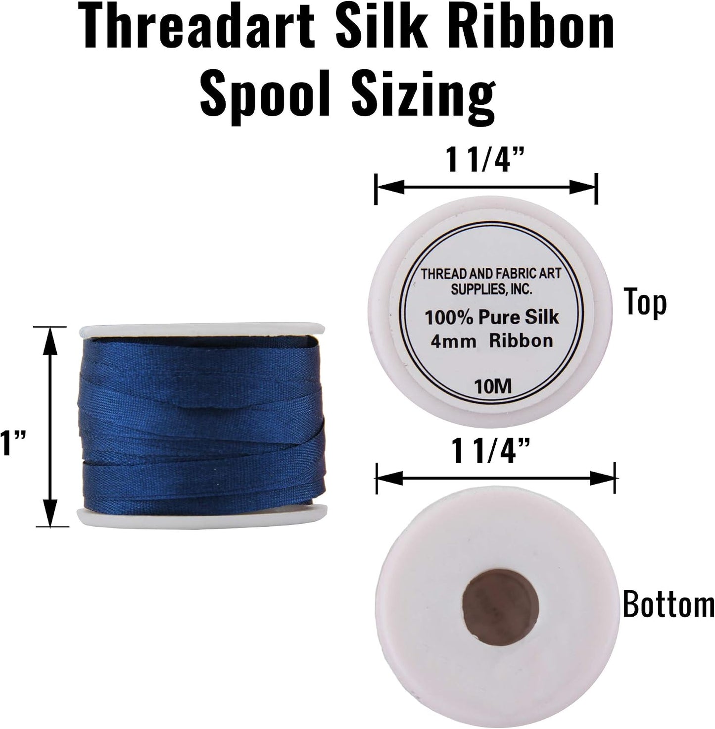Threadart Pastel Peach 4mm 100% Pure Silk Ribbon - Single Spool | Soft 100% pure silk ribbon on a single spool - perfect for ribbon embroidery, bows, jewelry & fine crafts