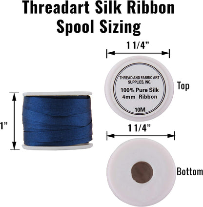 Threadart Pastel Peach 4mm 100% Pure Silk Ribbon - Single Spool | Soft 100% pure silk ribbon on a single spool - perfect for ribbon embroidery, bows, jewelry & fine crafts