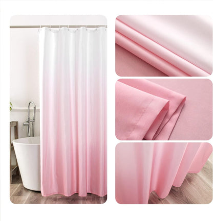 YI & ZE Ombre Pink Shower Curtain Sets for Bathroom Accessories Fabric Polyester Waterproof Modern Shower Curtain Liner with 12 Hooks W72xL72