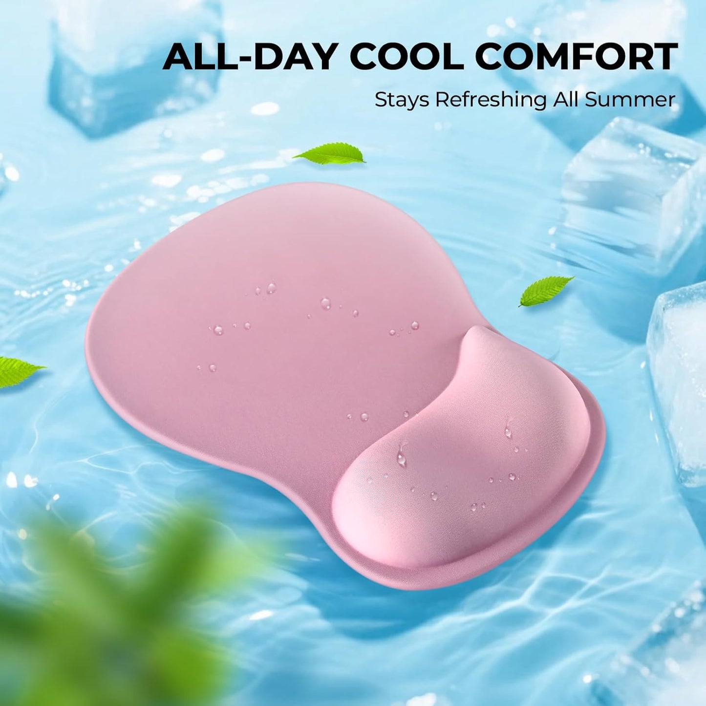 EooCoo Ergonomic Pink Mouse Pad with Gel Wrist Rest Support Middle Concave Design, Relieve Wrist Pain Mousepad, Wrist-Contoured Design for Carpal Tunnel Syndrome, Office Desk Accessories for Women