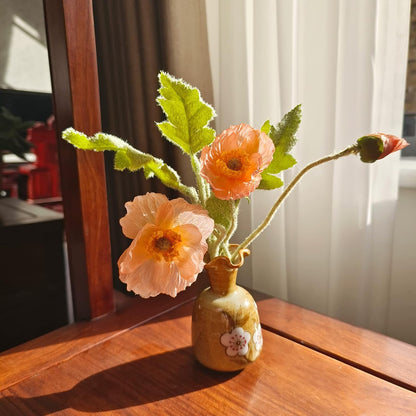 Artificial Flowers 5Pcs Poppies Flowers Artificial Silk Flowers for Home Office Wedding Outdoor Decor (Coral)