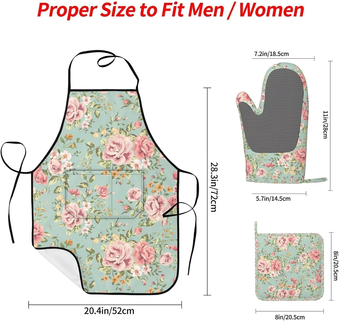 Oven Mitts and Pot Holders with Apron Set of 5 Silicone Kitchen Mitts Apron Pot Holder Set Oven Gloves Hot Holders
