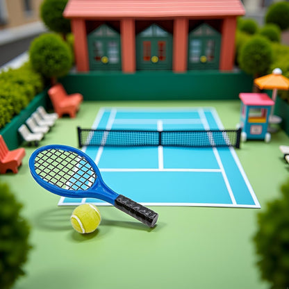 Miniature Tennis Racket Set, 1/12 Scale Accessories, Mini Racket Set, Small Tennis (Pink)