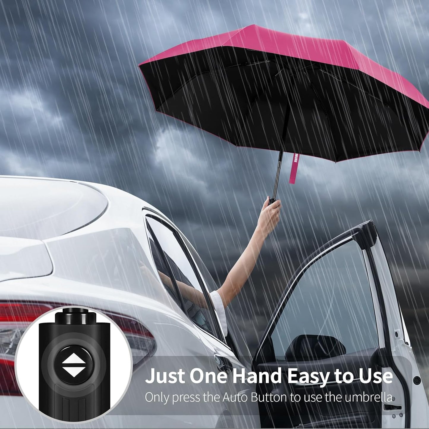 Yoobure Windproof Travel Umbrella - Automatic Umbrellas for Rain, Compact Folding Umbrella with UV Protection, Lightweight Portable Design for Backpack/Walking/Car, Sun & Storm Ready