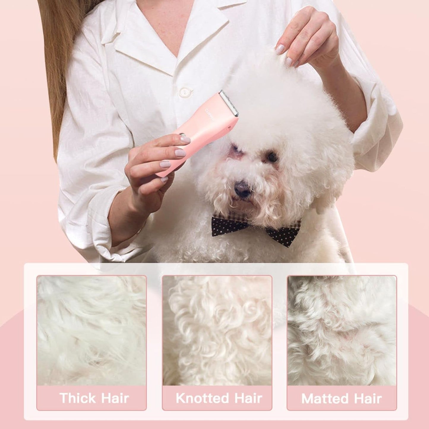 Dog Grooming Kit Clipper for Thick Coat Low Noise Cordless Cat Hair Trimmer Rechargeable Shaver Pet Grooming Tools for Small and Large Animals