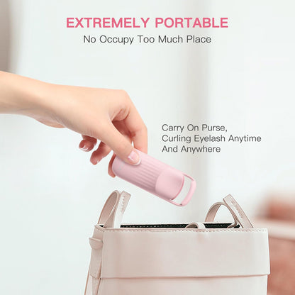 HEBECA Heated Eyelash Curler Innovative, QuickCurl 2S Heat Up, Naturally Lash Curler 70°C/85°C Adjustable Heat, Safe Food-Grade Silicone, 600mAh Battery Portable Size for Travel (Pink)