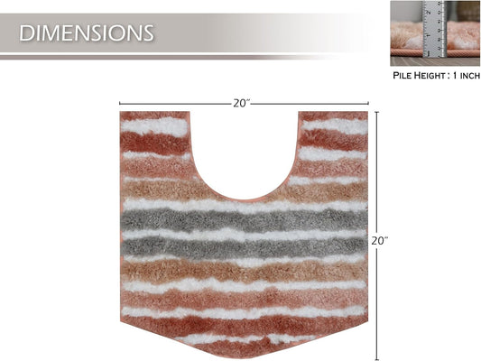 Home Weavers Luxury Toilet Rugs U-Shaped 20x20, Extra Soft and Absorbent Microfiber Bathroom Rugs, Non-Slip Plush Shaggy Bath Mat, Machine Wash Dry, Contour Bathroom Mats for Toilet Base, Coral