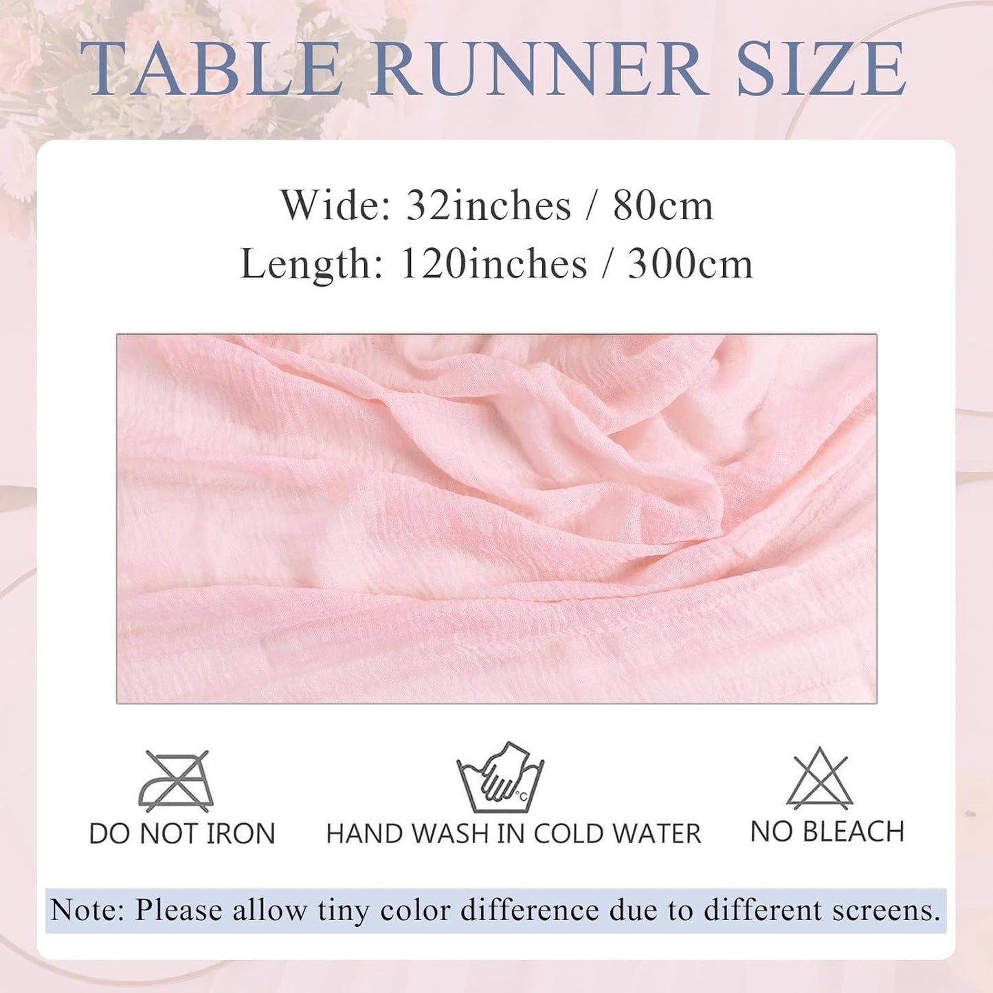 Blushing Pink Cheesecloth Table Runner 10ft Gauze Table Runner for Wedding Baby Bridal Shower Party 32x120 Inches Boho Rustic Long Cheese Cloth Spring Home Decorations