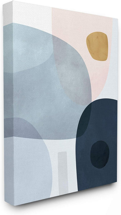 The Stupell Home Decor Mod Shapes Slate Blue Navy and Peach Overlapping Abstract Canvas Wall Art, 16 x 20, Proudly Made in USA
