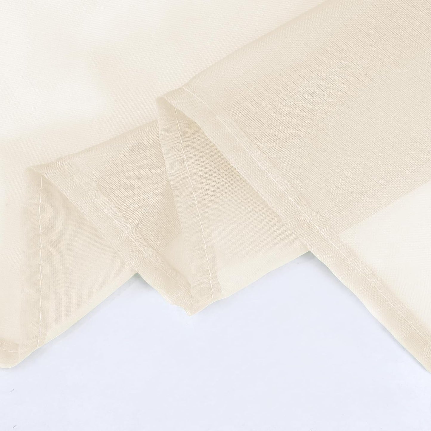 HUTO Beige Peach Sheer Window Scarf Valances for Girls Room Sheer Soft Voile Curtain Scarves for Wedding Party Canopy Bed 216 Extra Long 1 Panel
