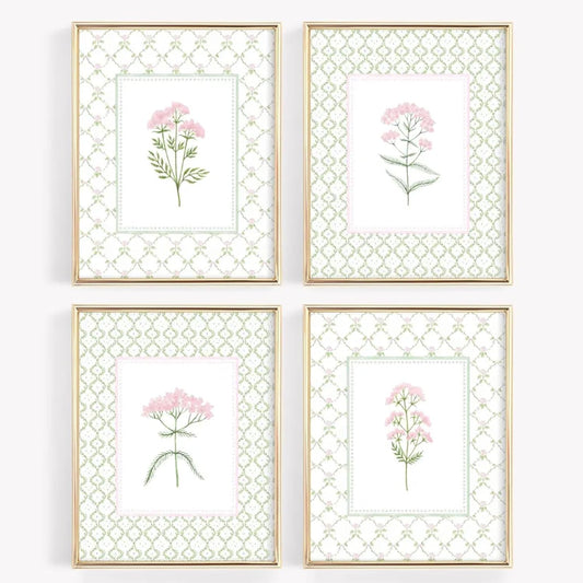 Nursery Girl Floral Wall Art Wildflower Baby Room Canvas Wall Decor Pink Green Flower Prints Poster Watercolor Pastel Botanical Picture Painting Nursery Artwork for Girls Bedroom 8x10x4 Inch Unframed