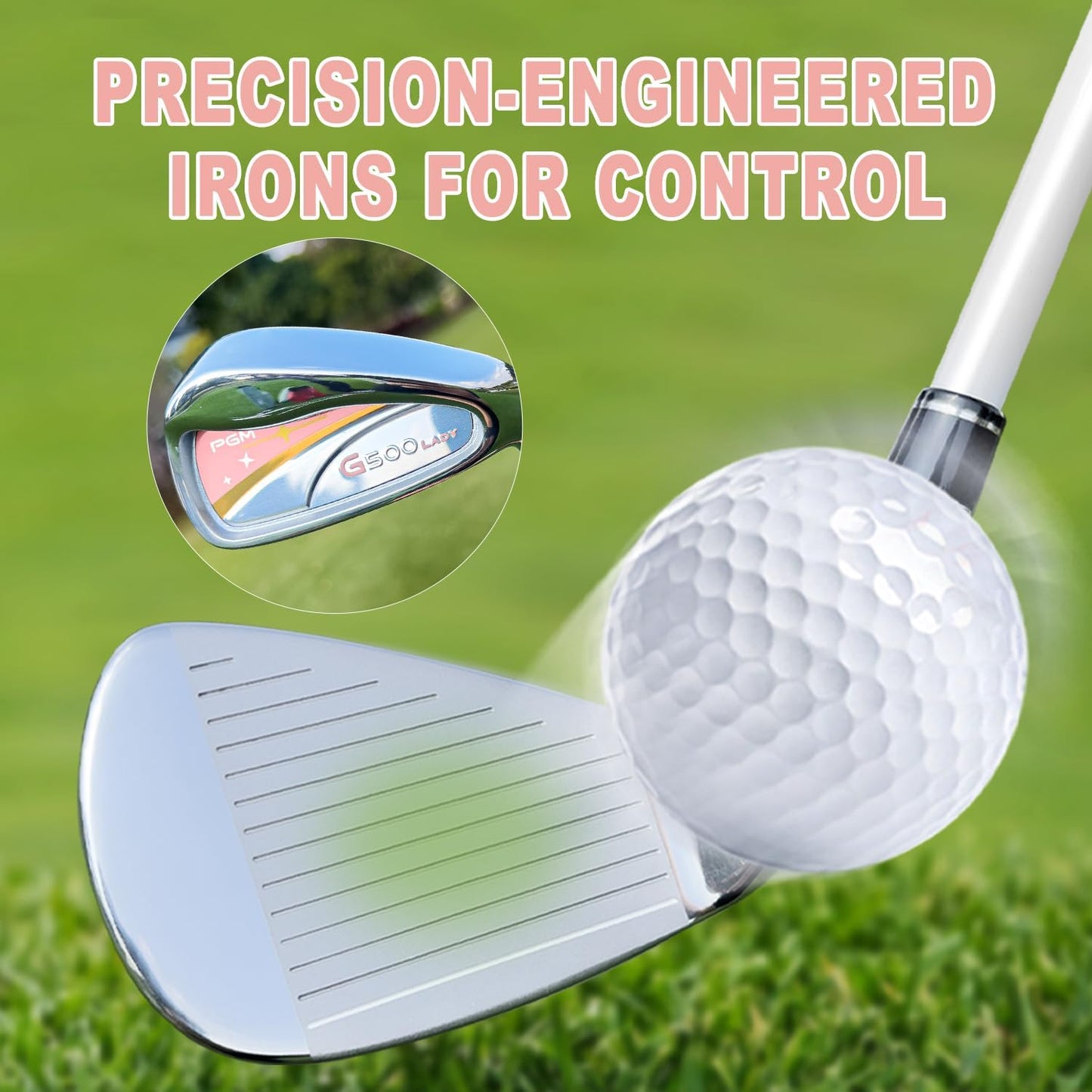 PGM Women's Golf Clubs Full Set for Right Handed with Driver Woods Hybrid Irons Wedges Putter, Lady Flex Complete Golf Set for Beginner to Intermediate Golfers with Headcovers and Club Bag