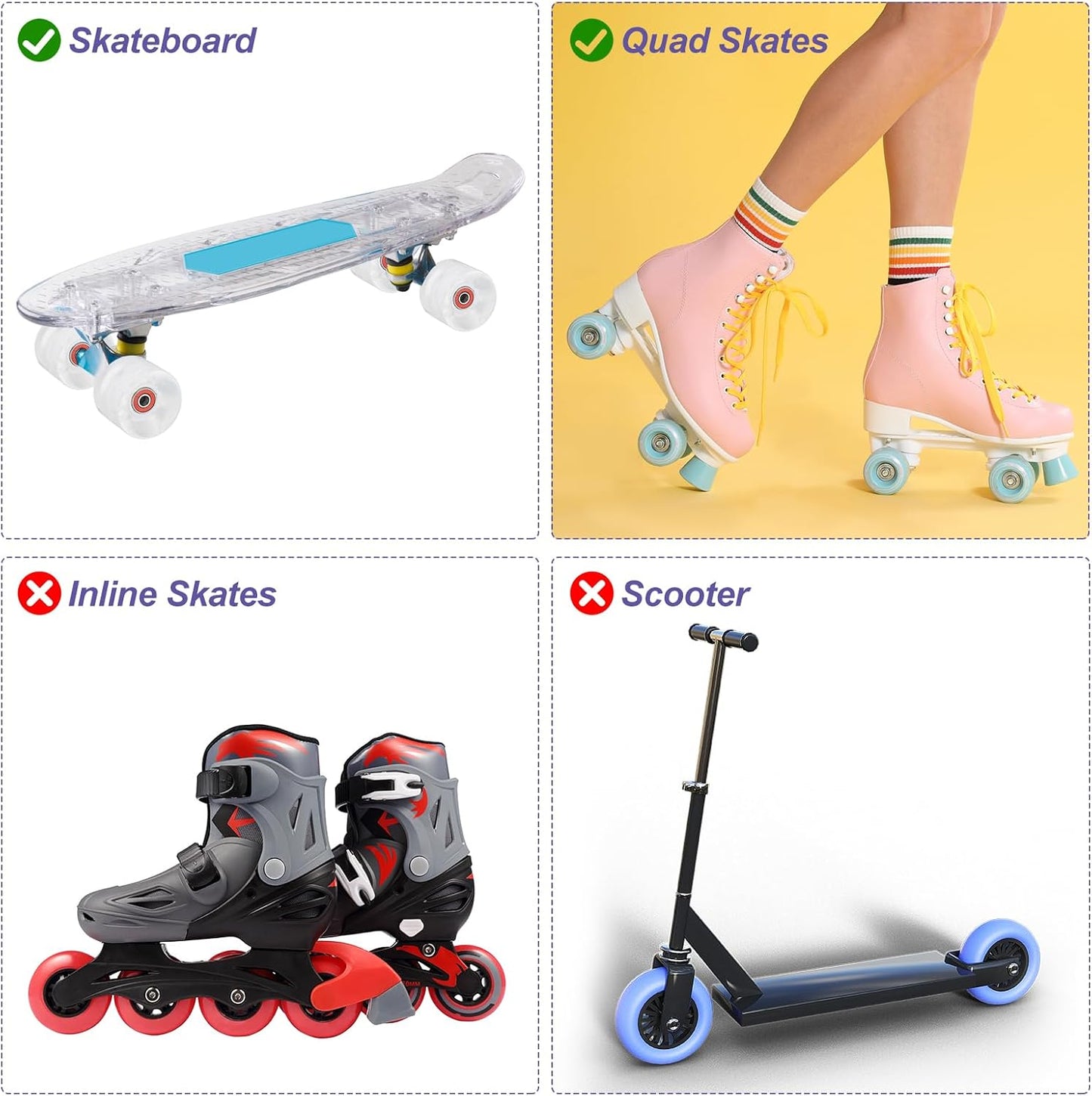 PATIKIL Light Up Skateboard Cruiser Wheels Set with Bearings Trucks Tool Kit for Outdoor Double Row Skating