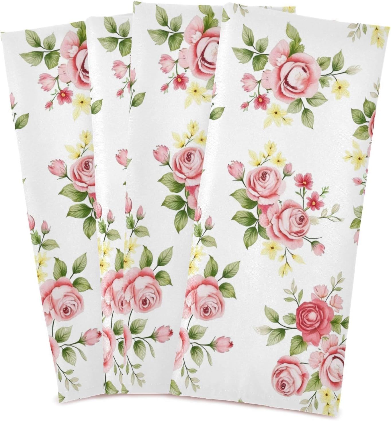 senya Flower Kitchen Towels 4 Pack, Pink Rose Flower Floral Dish Towels Dishcloth 18x28 Inch for Kitchen Household Cleaning