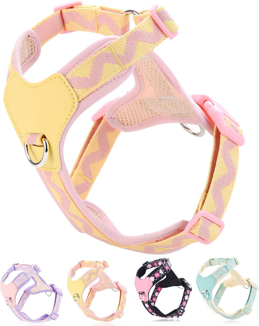 Petank Pink Small Dog Harness, No Pull Dog Harness with 2 Leash Clips, Adjustable Dog Vest Harness (Pink, S)